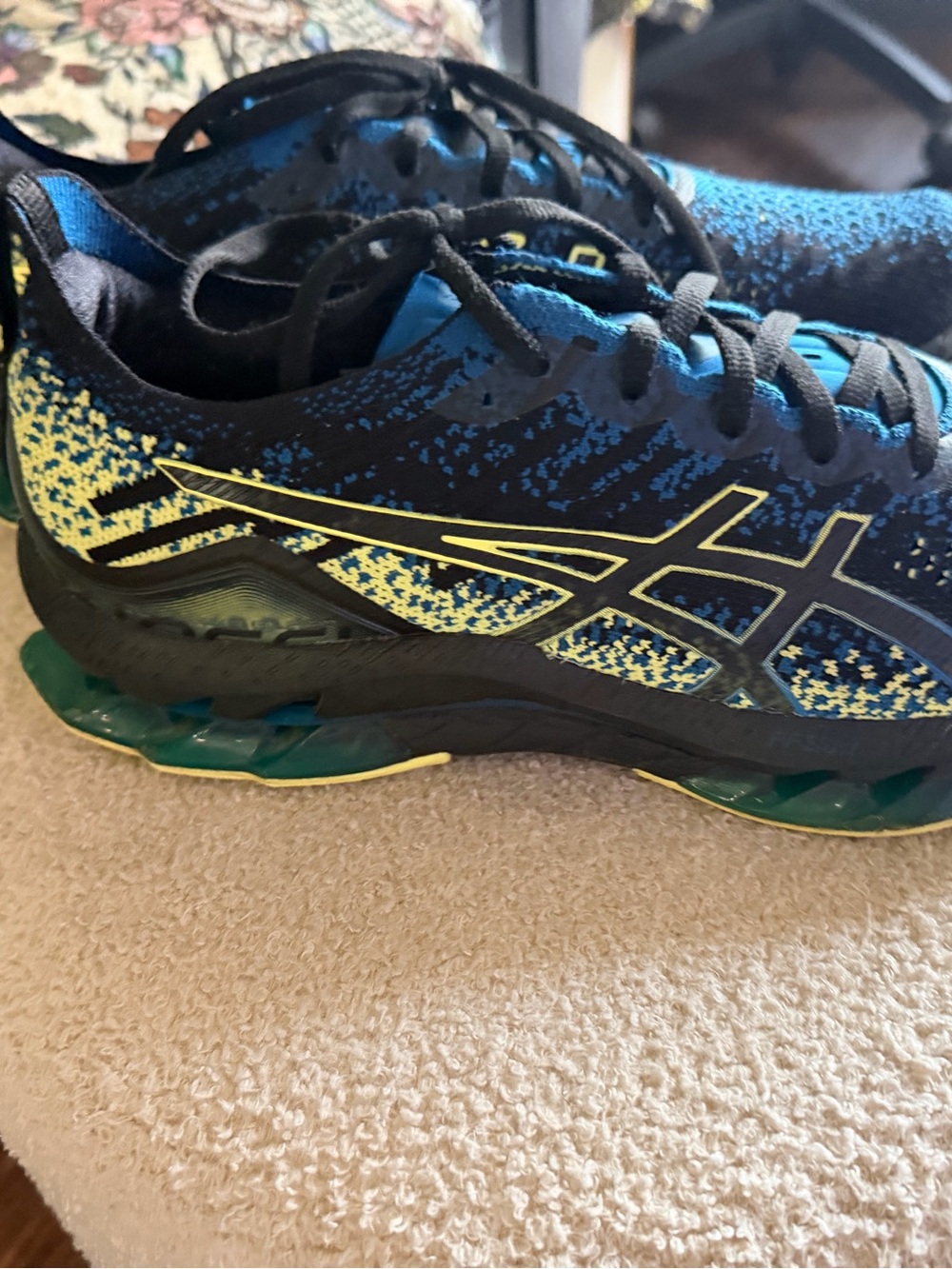 Asics Black, Blue & Yellow Men's Running Sneakers